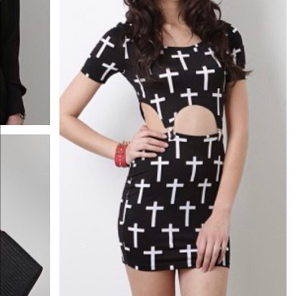 2 piece Black And white Cross Crop and Skirt set